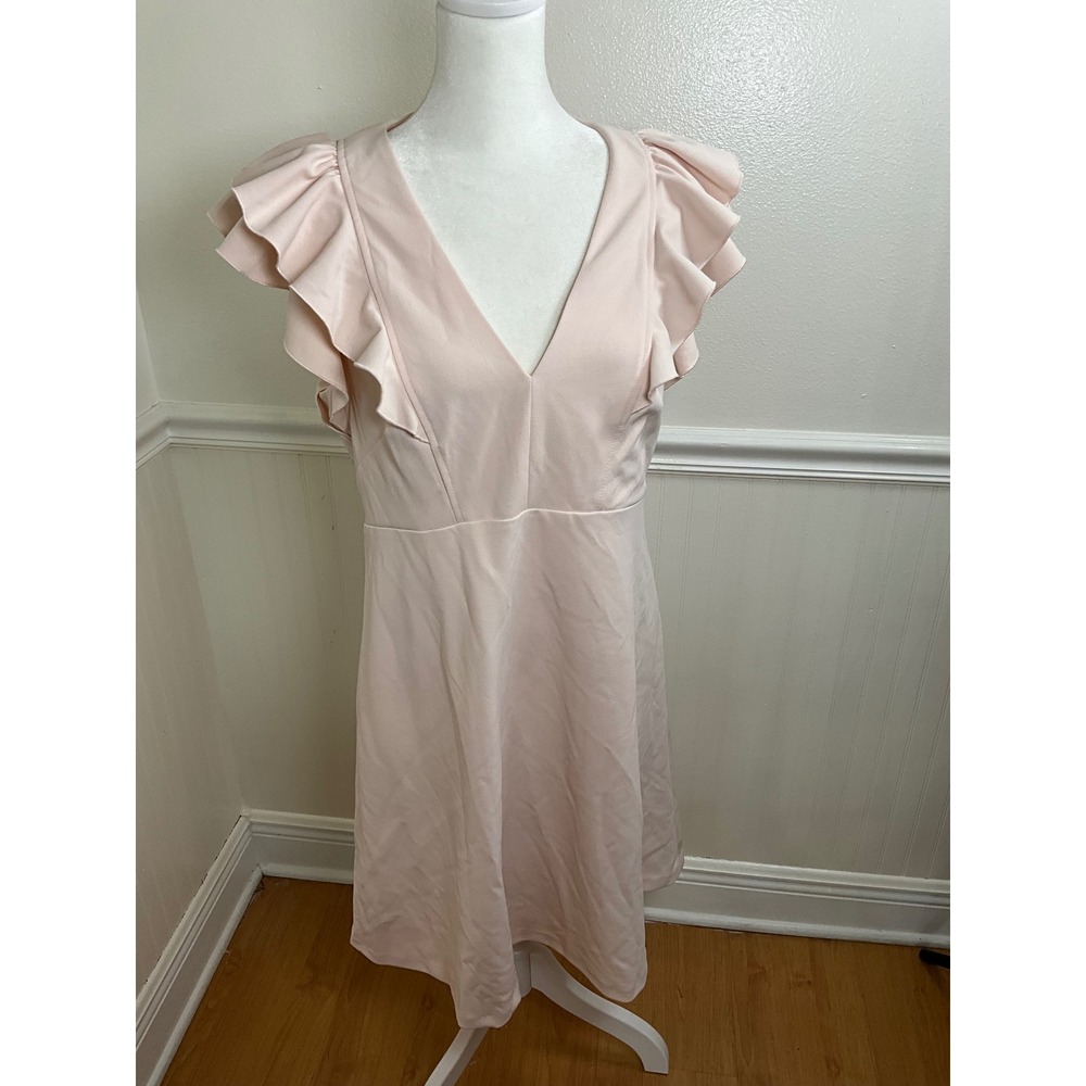 Tommy Hilfiger Pink Ruffle Sleeve V Neck‎ Dress Women Size 10 - Picture 2 of 10